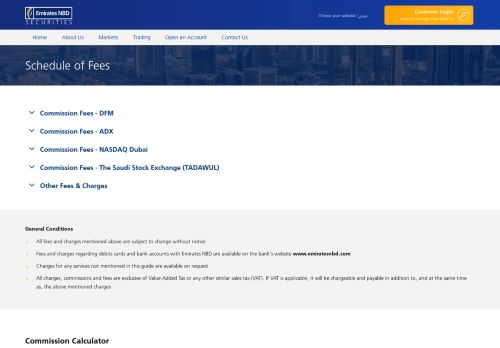 
                            13. Schedule of Charges - Emirates NBD Securities