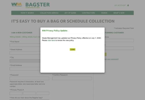 
                            2. schedule your collection - Bagster