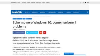 
                            8. Schermo nero Windows 10: come risolvere il problema - OutOfBit