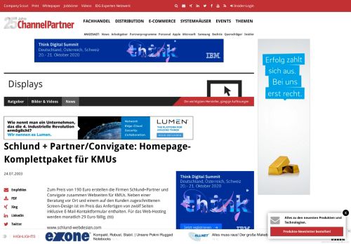 
                            10. Schlund + Partner/Convigate: Homepage-Komplettpaket für KMUs ...