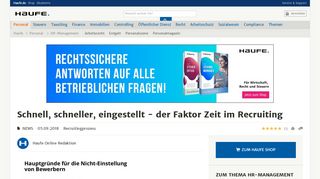 
                            7. Schnell, schneller, eingestellt - der Faktor Zeit im Recruiting - Haufe