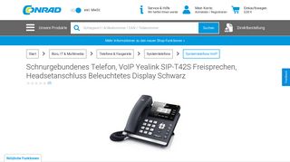 
                            12. Schnurgebundenes Telefon, VoIP Yealink SIP-T42S Freisprechen ...