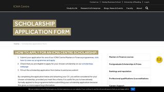 
                            9. Scholarship application form - ICMA Centre