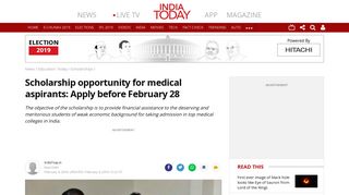 
                            12. Scholarship opportunity for medical aspirants: Apply before February ...