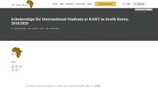 
                            12. Scholarships for International Students at KAIST in South Korea, 2019 ...