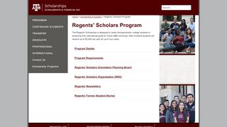 
                            11. Scholarships - Regents' Scholars Program