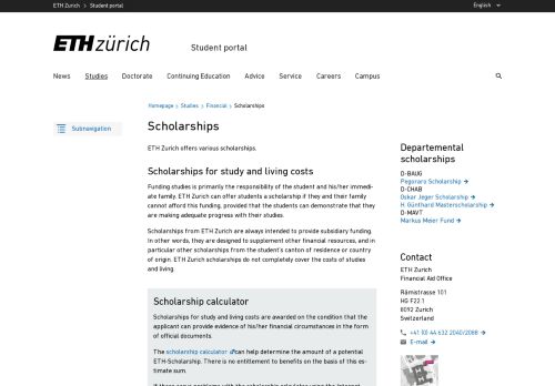 
                            7. Scholarships – Student portal | ETH Zurich - ETH Zürich