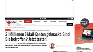 
                            10. Schon wieder Datendiebstahl: 21 Millionen Mail-Adressen geknackt ...