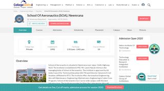 
                            8. School Of Aeronautics (SOA), Neemrana - 2019 Admission, Courses ...