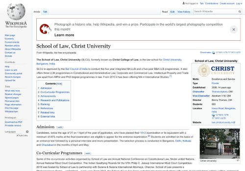 
                            7. School of Law, Christ University - Wikipedia