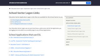 
                            6. School Sector Logon Links | Education Services