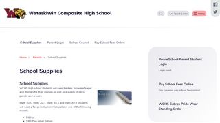 
                            3. School Supplies | Wetaskiwin Composite High School