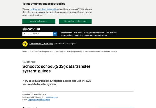 
                            12. School to school (S2S) data transfer system: guides - GOV.UK