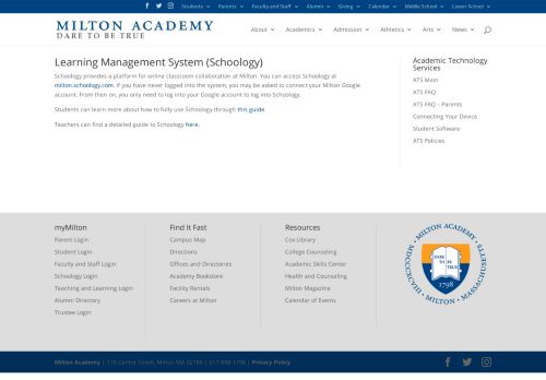 
                            11. Schoology - Milton Academy