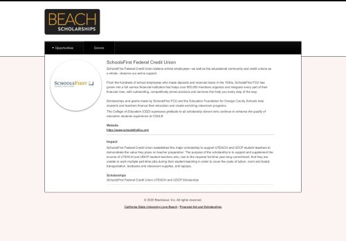 
                            8. SchoolsFirst Federal Credit Union - BeachScholarships