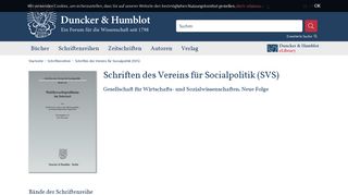 
                            6. Schriften des Vereins für Socialpolitik (SVS) | Schriftenreihe | Duncker ...