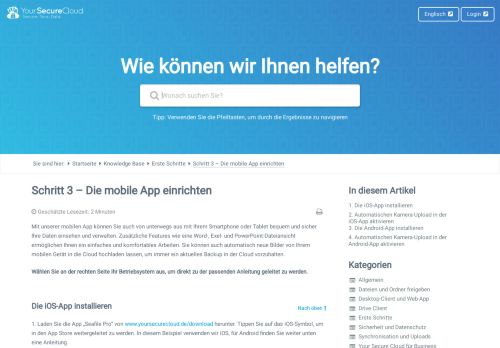 
                            3. Schritt 3 – Die mobile App einrichten – Your Secure Cloud Support