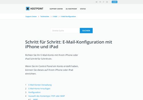 
                            7. Schritt für Schritt: iPhone und iPad - Hostpoint Support Center