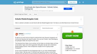 
                            4. Schufa Wiederfreigabe-Code - Gutefrage