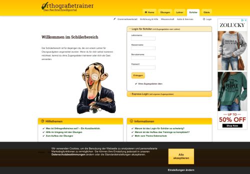 
                            1. Schülerbereich - Orthografietrainer.net: Schülerbereich