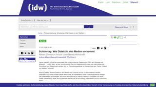 
                            13. Schülertag: Wie Dialekt in den Medien vorkommt - IDW Online