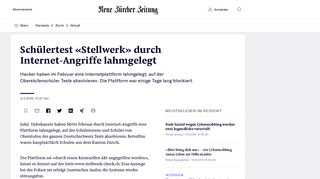 
                            12. Schülertest «Stellwerk» durch Internet-Angriffe lahmgelegt | NZZ