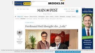 
                            10. SCHWEINFURT Ferdinand Heil übergibt die „Lohi“ - Main-Post