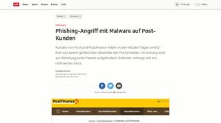 
                            9. Schweiz - Phishing-Angriff mit Malware auf Post-Kunden - News - SRF