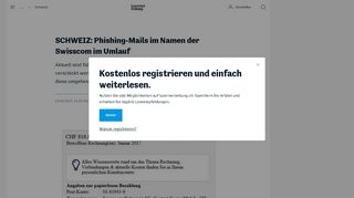 
                            11. SCHWEIZ: Phishing-Mails im Namen der Swisscom im Umlauf ...