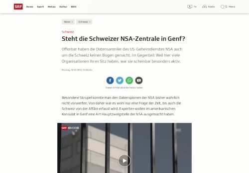 
                            13. Schweiz - Steht die Schweizer NSA-Zentrale in Genf? - News - SRF