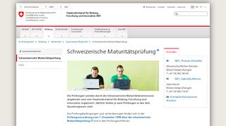 
                            8. Schweizerische Maturitätsprüfung - SBFI - Admin.ch