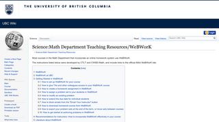 
                            9. Science:Math Department Teaching Resources/WeBWorK - UBC Wiki