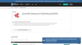 
                            8. Scientific Research Publishing (SCIRP) | Publons