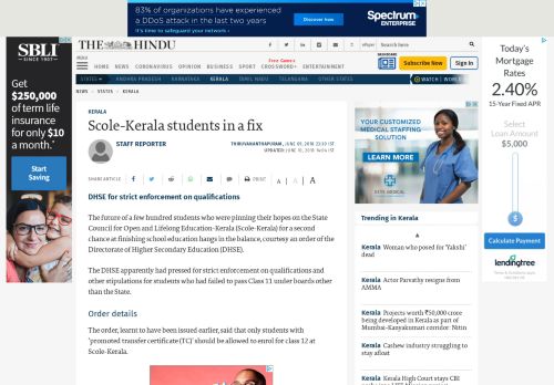 
                            6. Scole-Kerala students in a fix - The Hindu