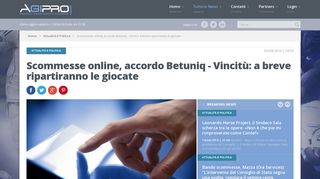 
                            7. Scommesse online, accordo Betuniq - Vincitù: a breve ripartiranno le ...