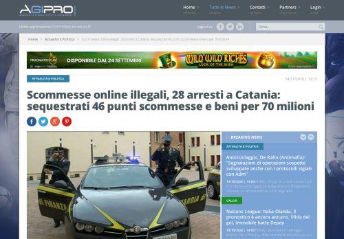 
                            8. Scommesse online illegali, 28 arresti a Catania: sequestrati 46 punti ...