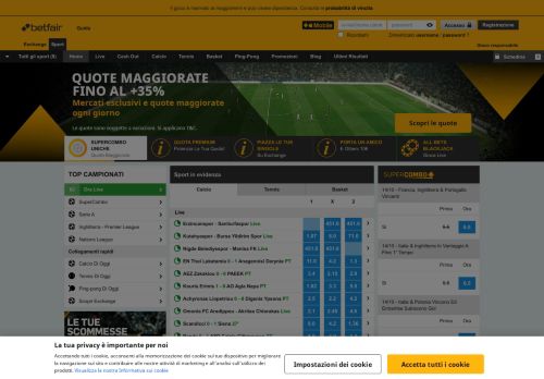 
                            1. Scommesse Sportive Online e Quote Scommesse » Betfair™