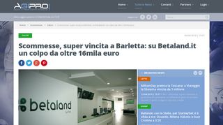 
                            11. Scommesse, super vincita a Barletta: su Betaland.it un colpo da oltre ...