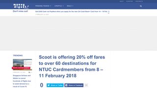 
                            6. Scoot is offering 20% off fares to over 60 destinations for NTUC ...