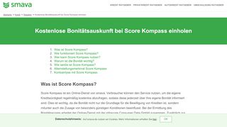 
                            2. Score Kompass: Kostenlose Bonitätsauskunft einholen | SMAVA