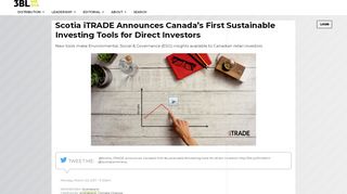 
                            9. Scotia iTRADE Announces Canada's First Sustainable Investing ...
