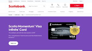 
                            12. Scotia Momentum® Visa Infinite* card - Scotiabank