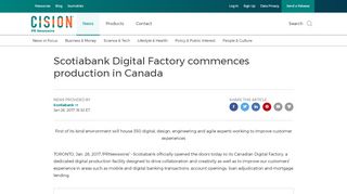 
                            12. Scotiabank Digital Factory commences production in ... - PR Newswire