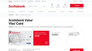 
                            11. Scotiabank Value Visa card