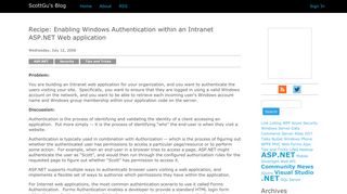 
                            7. ScottGu's Blog - Recipe: Enabling Windows Authentication within an ...