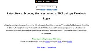 
                            8. Scouting the latest round of NXT call ups Facebook Login o|o ...
