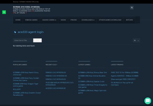 
                            10. SCR888 (918Kiss) - ace333 agent login
