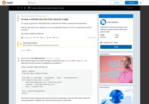 
                            12. Scrape a website securely that requires a login : ...