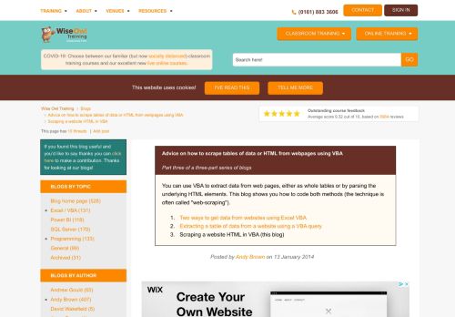 
                            6. Scraping a website HTML in VBA - Wise Owl Training