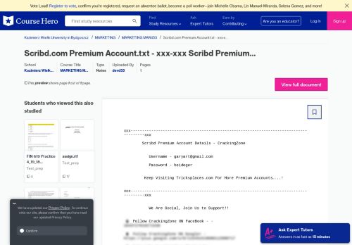 
                            13. Scribd.com Premium Account.txt - Course Hero